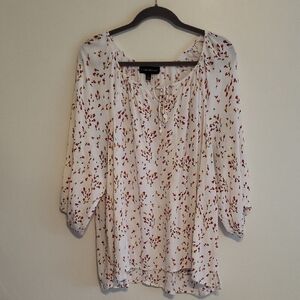 Lane Bryant Size 22 White Floral Blouse